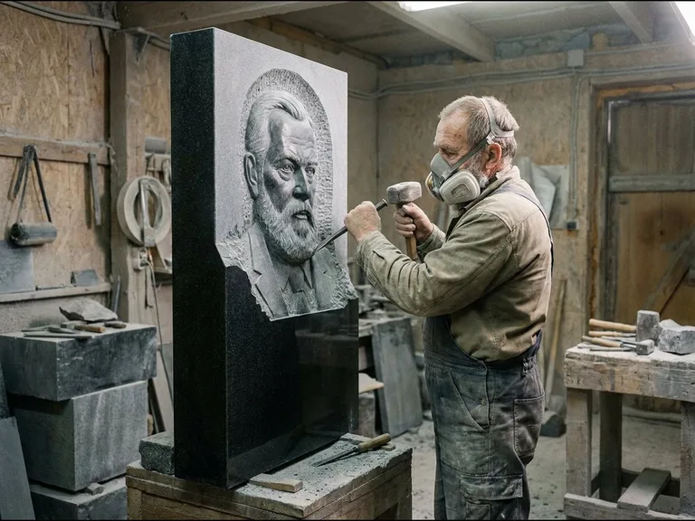 Барельеф — гравировка на памятник в Мурманске