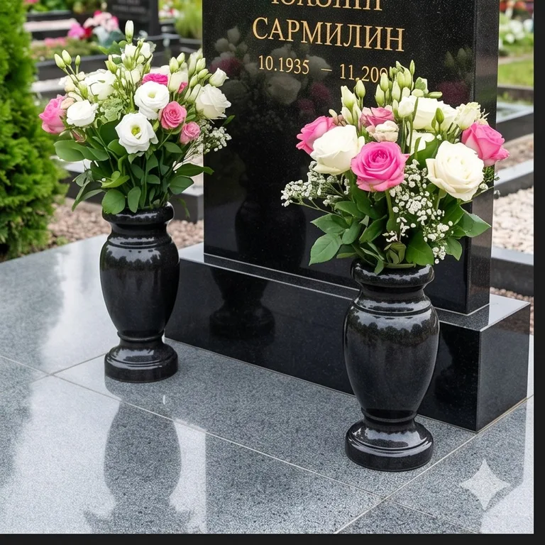 Гранитные вазы для цветов на участке в Мурманске