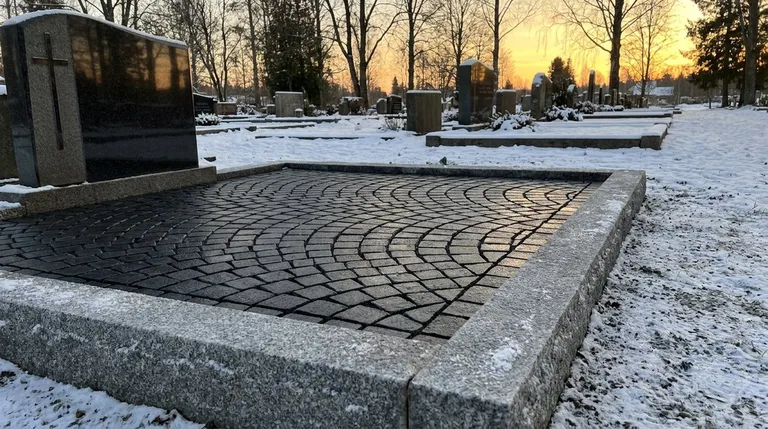 Гранитная брусчатка на могильном участке, образец ПМ005 в Мурманске