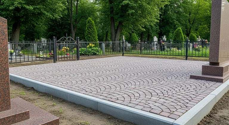 Гранитная плитка ёлочкой на участке, образец ПМ021 в Мурманске
