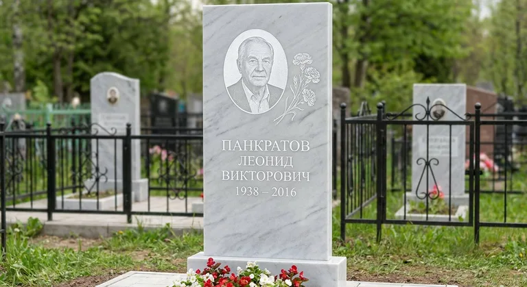 Памятник с гравировкой гвоздик — выполненная работа «Панкратов» в Мурманске