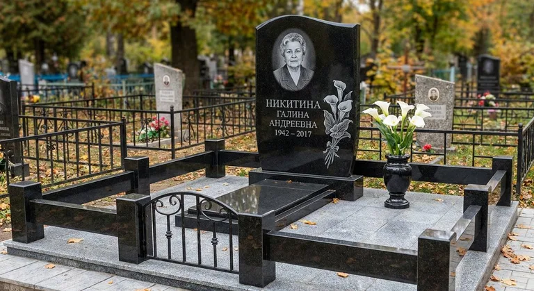 Памятник с гравировкой калл — выполненная работа «Никитина» в Мурманске