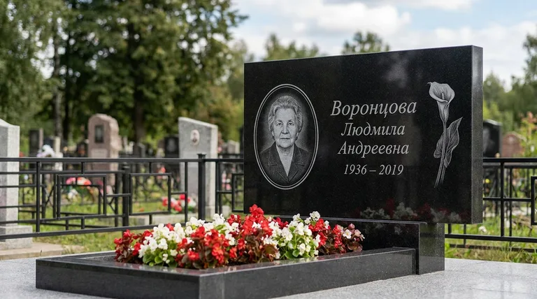 Памятник с гравировкой калл — выполненная работа «Воронцова» в Мурманске