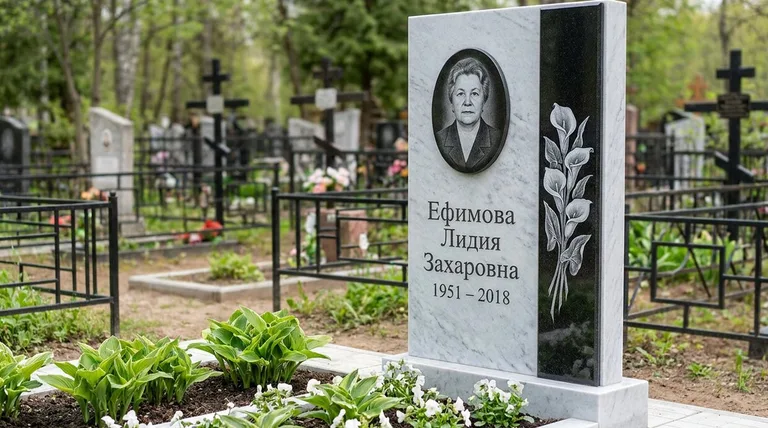Памятник с гравировкой калл — выполненная работа «Ефимова» в Мурманске