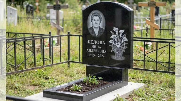Памятник с гравировкой калл — выполненная работа «Белова» в Мурманске