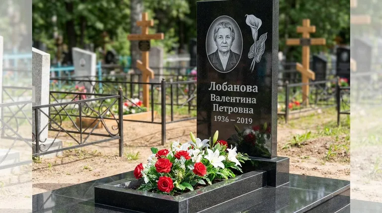 Памятник с гравировкой калл — выполненная работа «Лобанова» в Мурманске