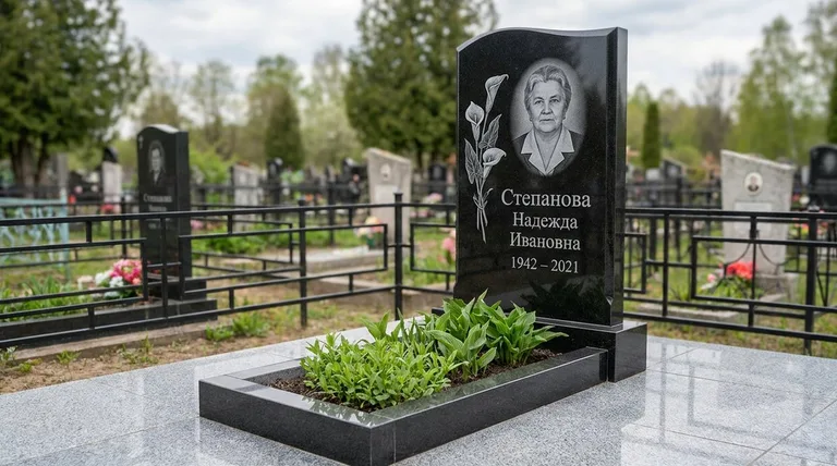Памятник с гравировкой калл — выполненная работа «Степанова» в Мурманске