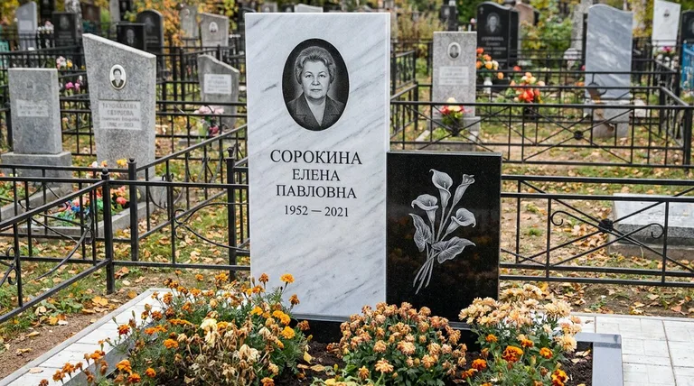 Памятник с гравировкой калл — выполненная работа «Сорокина» в Мурманске