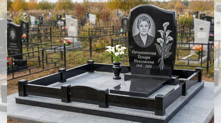 Памятник с гравировкой калл — выполненная работа «Овчинникова» в Мурманске