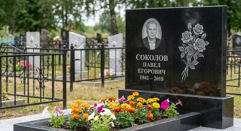 Гравировка роз на памятник в Мурманске — пример работы на граните
