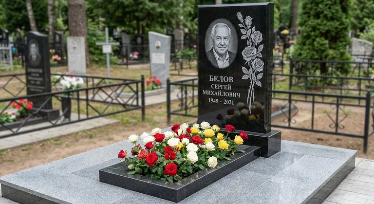 Гравировка цветов на памятник в Мурманске — розы на граните