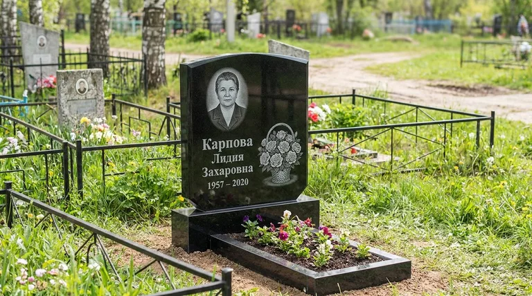 Памятник с гравировкой роз — выполненная работа «Карпова» в Мурманске