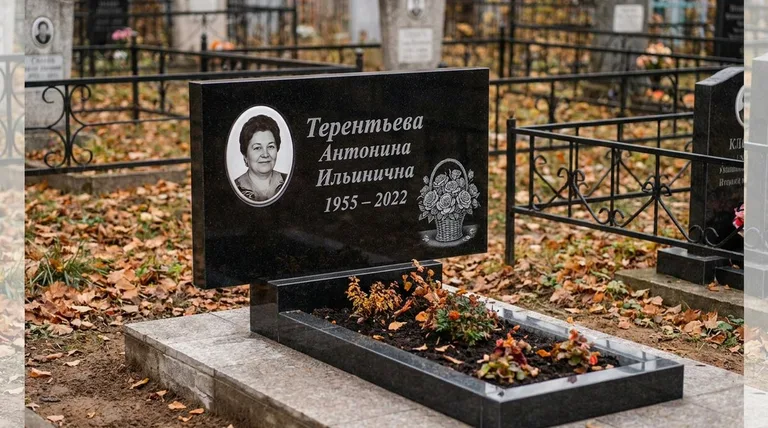Памятник с гравировкой роз — выполненная работа «Терентьева» в Мурманске