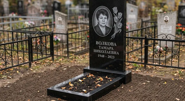 Памятник с гравировкой тюльпанов — выполненная работа «Волкова» в Мурманске