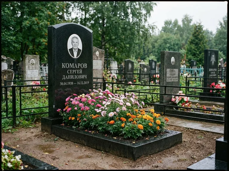 Портрет на керамике — семейный памятник в Мурманске