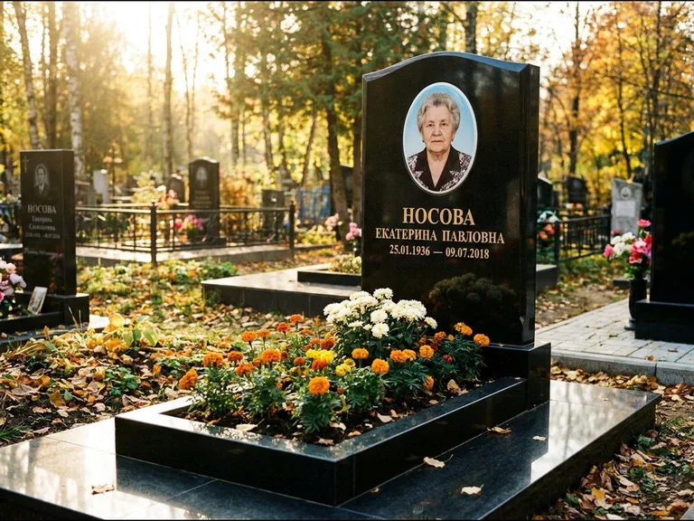 Керамический портрет мужчины на чёрном граните в Мурманске