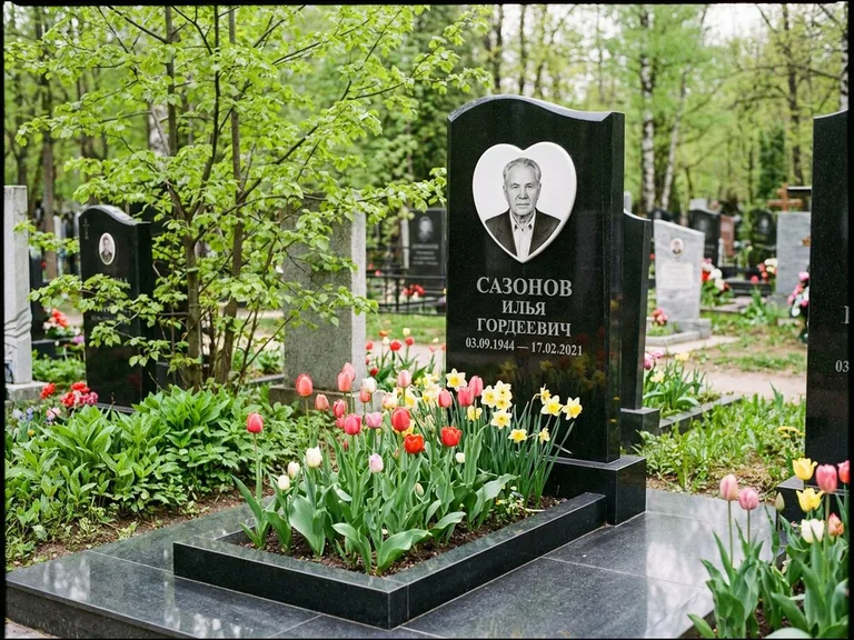 Цветной керамический портрет на памятнике в Мурманске