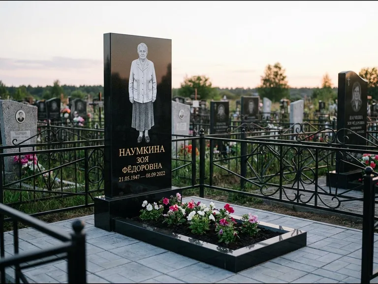 Гравировка портрета на чёрном граните — выполненная работа 18 в Мурманске