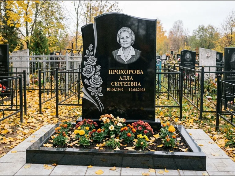 Гравировка портрета на чёрном граните — выполненная работа 20 в Мурманске