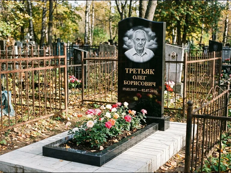 Гравировка портрета на чёрном граните — выполненная работа 23 в Мурманске