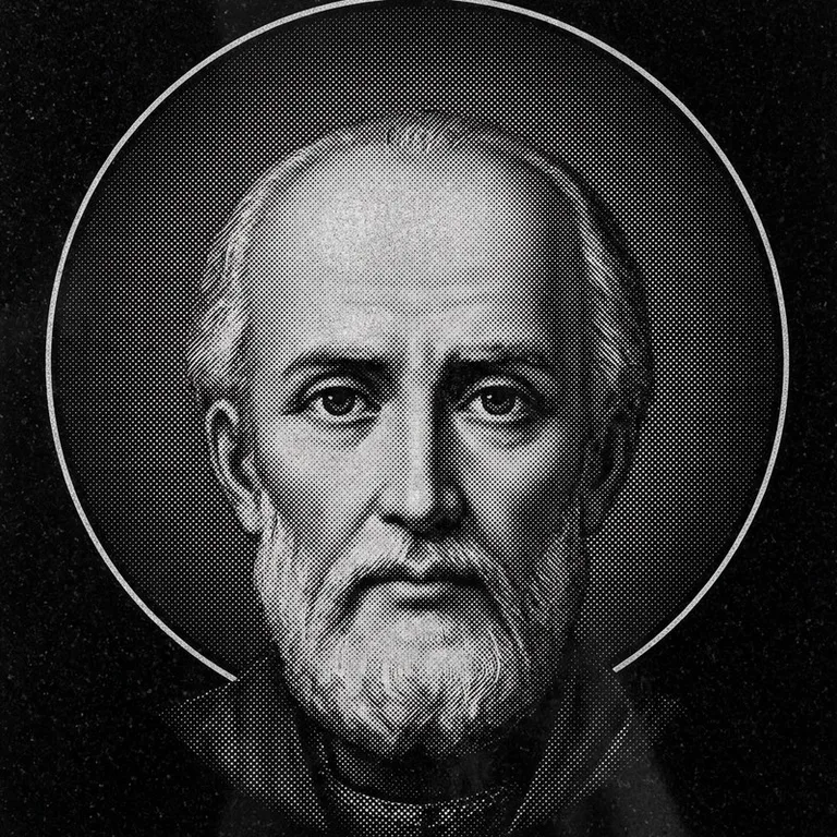 Эскиз иконы: Николай Чудотворец (полутон) — объёмный лик святителя, гравировка на памятник в Мурманске