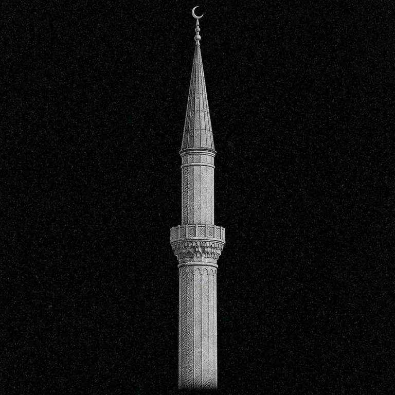 Эскиз: Минарет (фотореализм) — одиночный минарет с полумесяцем в Мурманске