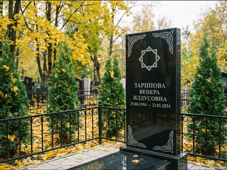 Мусульманский памятник — руб аль-хизб с восточной плетёнкой, работа «Зарипова» в Мурманске