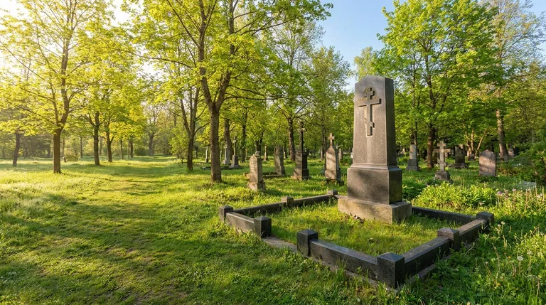 Участок и аллея на Солонечном кладбище в Кемерове