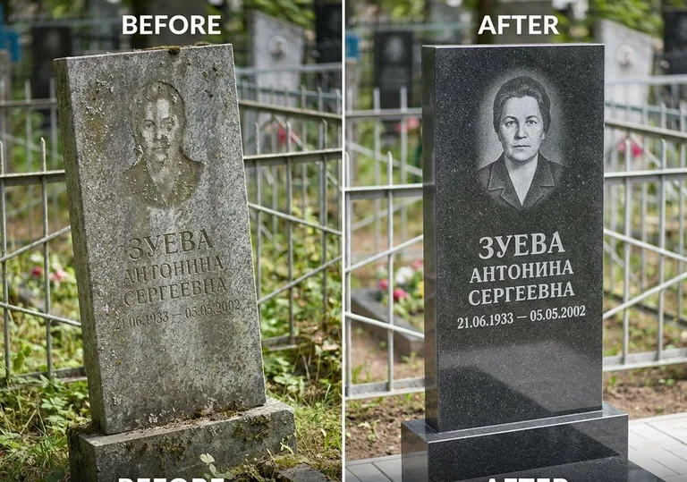 Восстановление сколов кромки гранита: до и после в Мурманске