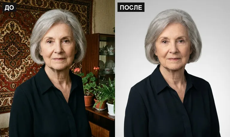 Ретушь фото на памятник — замена фона: до и после в Мурманске