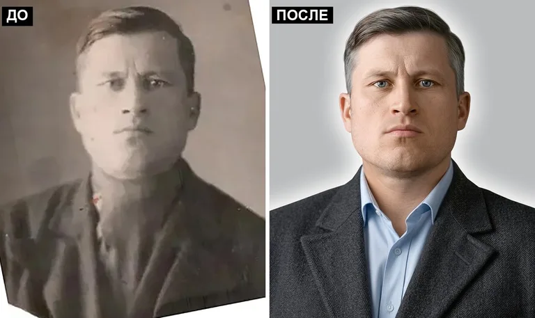 Ретушь фото на памятник — замена одежды: до и после в Мурманске