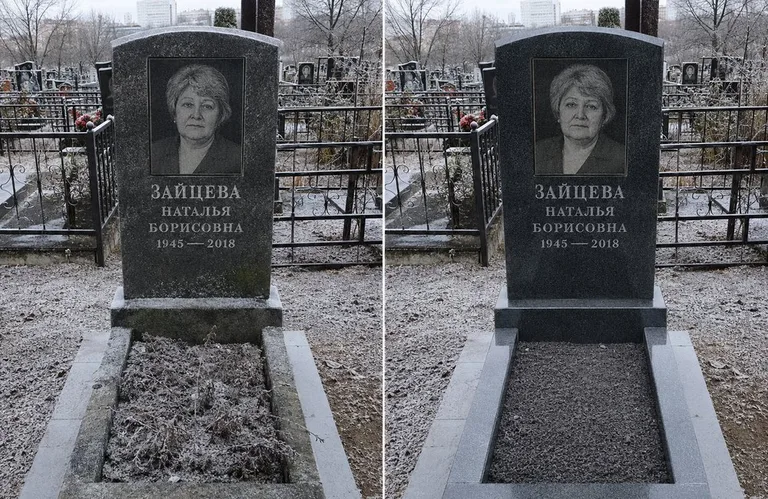 Диптих №10: белый мрамор — убраны жёлтые подтёки, восстановлена белизна стелы в Мурманске