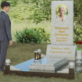 Комбинированный вертикальный памятник - П069
