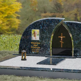 Православный комбинированный горизонтальный памятник на двоих - П116