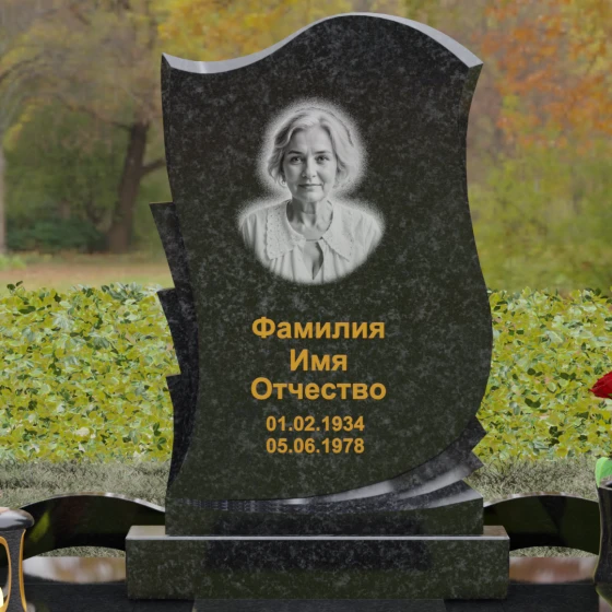 Вертикальная стела из Гранита с каскадной резьбой, гранит Габбро-диабаз