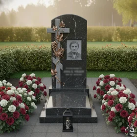 Гранитный православный памятник с крестом - ПН086