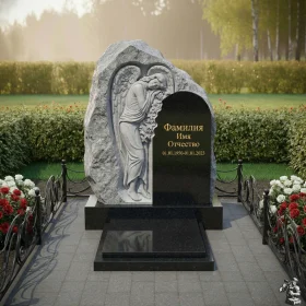 Элитный вертикальный светский памятник из гранита - ПН167
