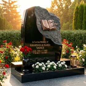 Комбинированный элитный светский памятник на двоих - ПН195