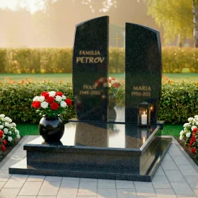 Элитный гранитный и стеклянный памятник - ПН237