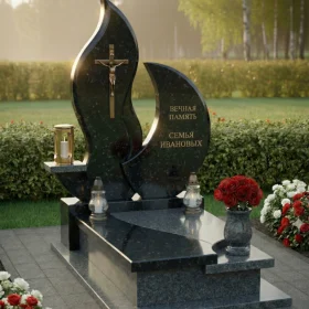 Гранитный памятник-мемориал с крестом - ПН239