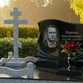 Элитный православный вертикальный памятник с крестом - ПН476
