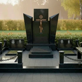 Гранитный и металлический памятник для четырех - ПН662