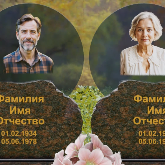 Горизонтальный памятник со скальной обработкой, гранит Дымовский