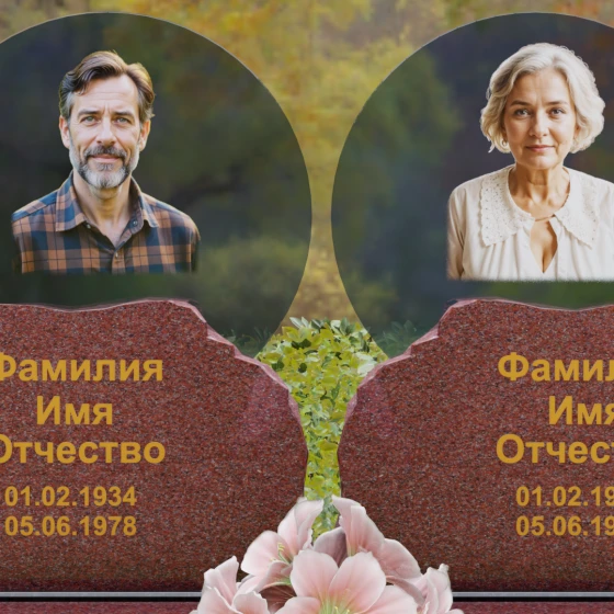 Горизонтальный памятник со скальной обработкой, гранит Лезниковский