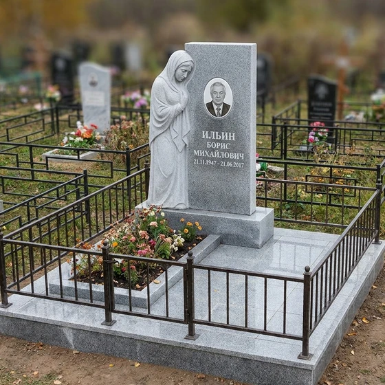 Памятник "Скорбящая Мать" из серого гранита