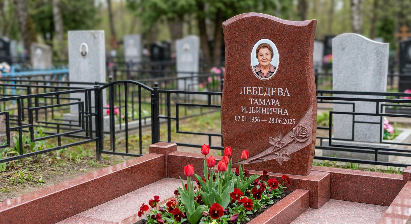 Пример дизайна: Мемориал с розой из красного лезниковского гранита